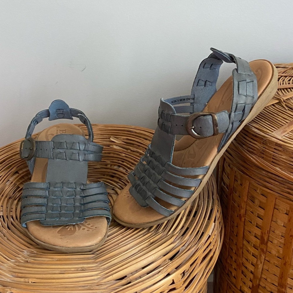 Born Tosia Strappy Gladiator Leather Sandals Blue/Gray